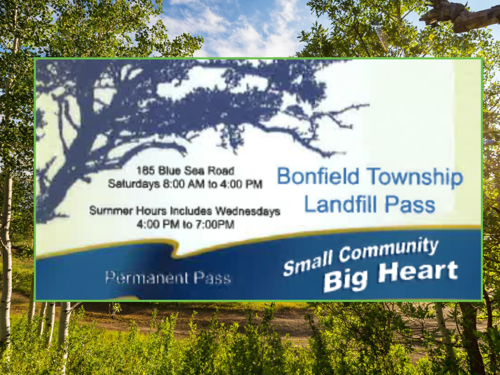 Summer Hours start Wednesday April 1 at the Bonfield Landfill ...
