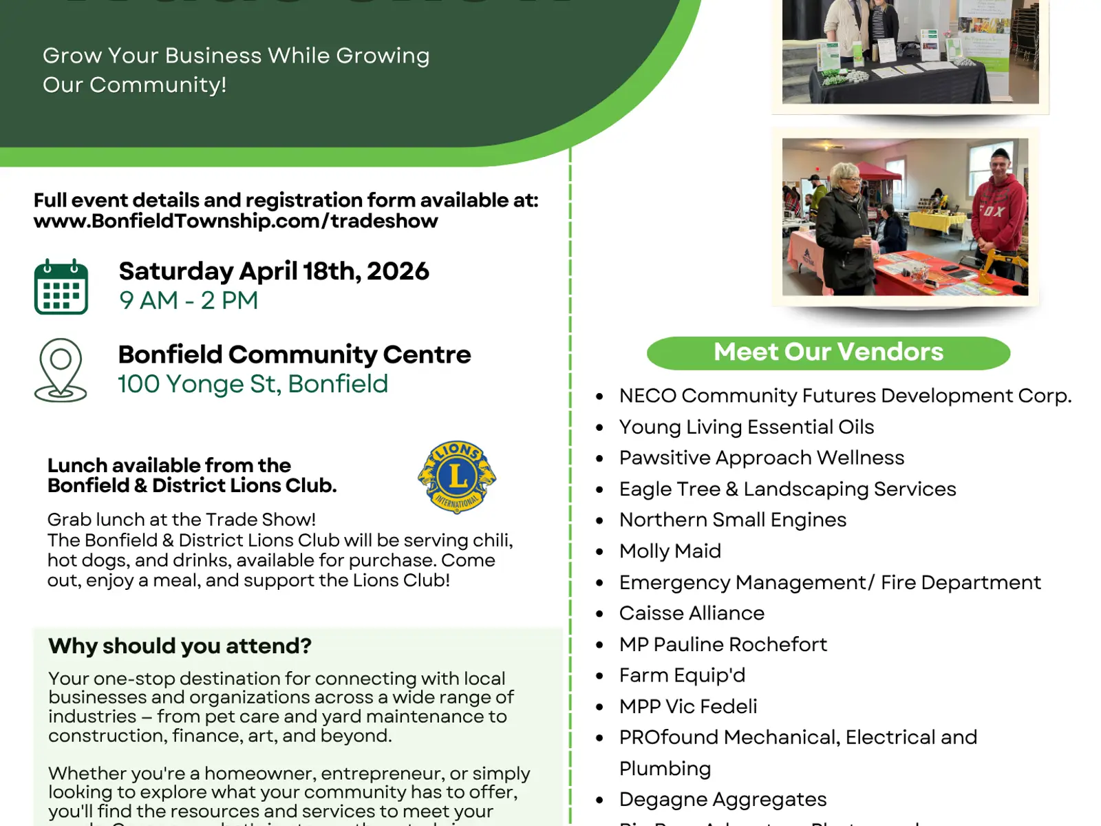 4th Annual Bonfield Trade Show - April 18, 2026 | Township of Bonfield